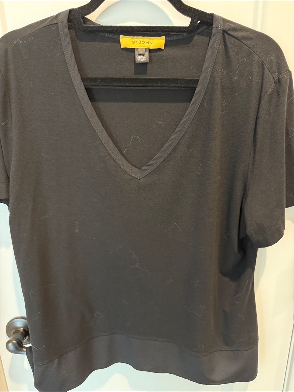 St. John  Black V-Neck Short Sleeve Shirt